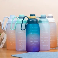 portable outdoor plastic cup large capacity sealed with scale sports kettle gradient color colorful water bottle with scale