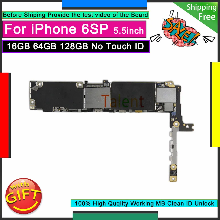 

For IPhone 6S Plus Motherboard 16GB 64GB 128GB Without Touch ID Home Button Unlocked Original Mainboard Good Logic Board Tested