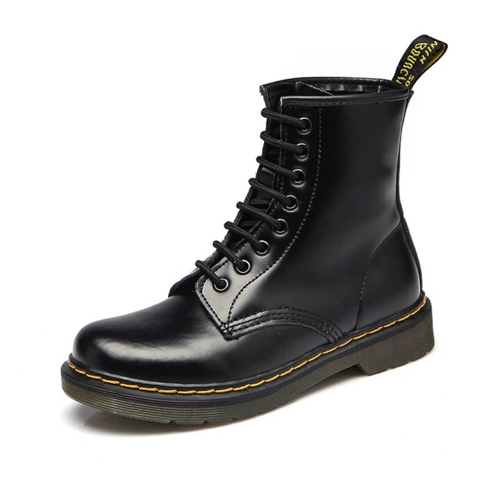 black patent Женские ботинки из спилка наивысшего качества; ботинки Dr; высокие мотоботы; сезон осень-зима; женские зимние ботинки; без логотипа; ST50 - Цвет: black patent