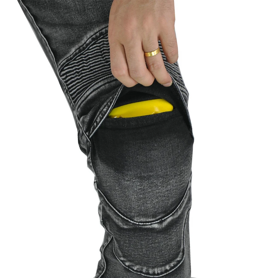 

Retro leisure motorcycle jeans men's outdoor motorcycle stretch anti-fall riding pants gray new