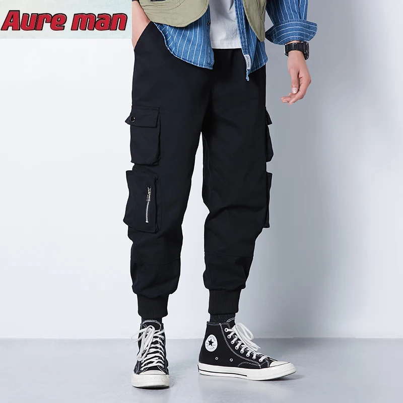

Ribbons Harem Joggers Men Cargo Pants Streetwear 2020 Hip Hop Casual Pockets Track Pants Male Harajuku Fashion Trousers
