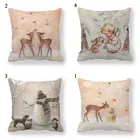 Наволочка на рождественскую подушку, с изображением лося, снеговика
