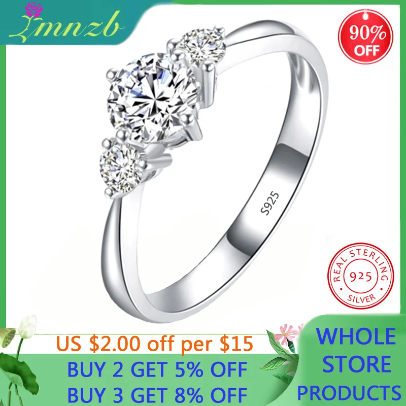 

LMNZB Dazzling Sparkling Engagement Finger Rings for Women Solid Silver 925 Jewelry Wedding Statement Female Bijoux LR381