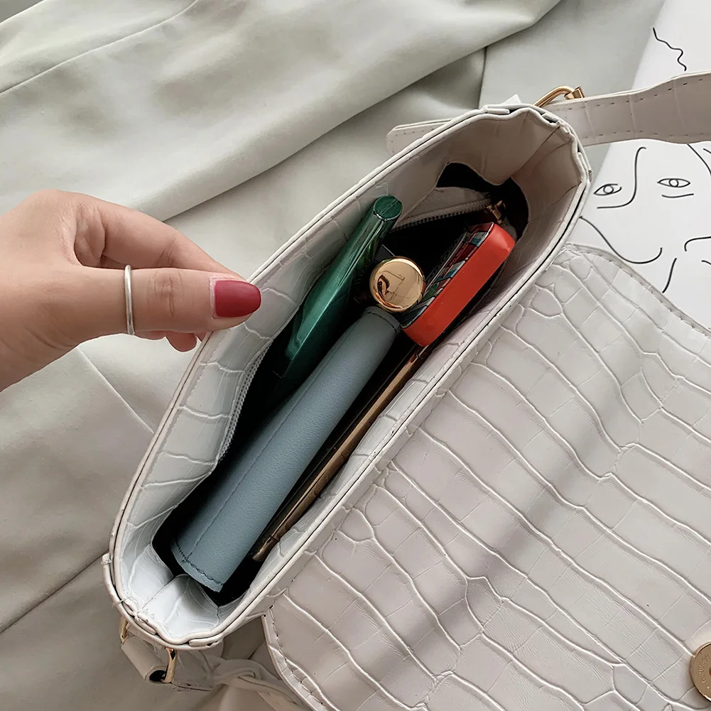 

High Quality Simple Elegant Ladies Mini Shoulder Bag PU Leather Crocodile Pattern Women Small Crossbody Bags Girls Clutch Purse