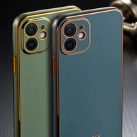 luxury soft silicone plating square frame case for iphone 12 11 pro max mini iphone x xs xr se 2020 7 8 plus phone cover coque
