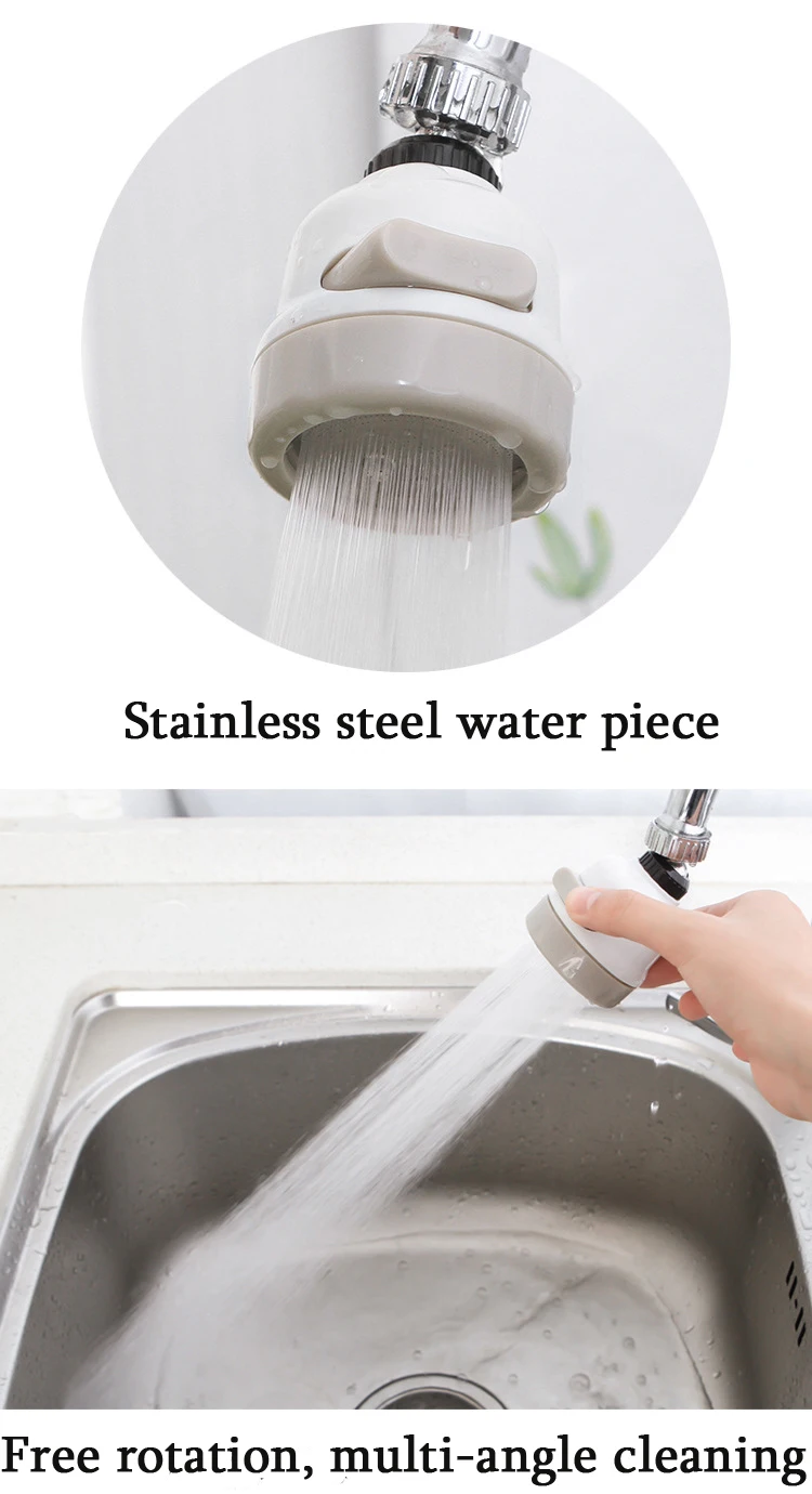 Kitchen Faucet Head 360Rotate Water Saving Tap with 3 Modes Spray Head Moveable Nozzle Filter for Household Bathroom Accessories