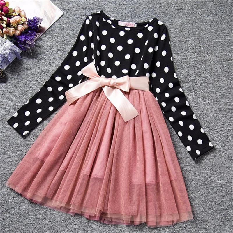 

Child's Dot Long Sleeve Dress For Girls Baby Clothing Teenager School Daily Wear Kids Casual Clothes Vestido Infantil 8T