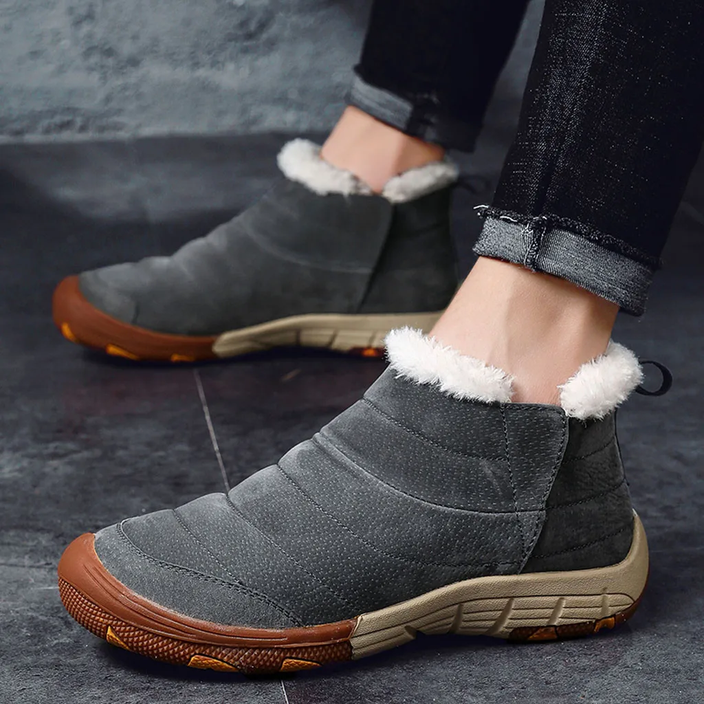 

black Casual Plus Velvet Warm Men Winter Shoes Snow Boots Sports Antiskid Bottom Keep Warm Snow Ski Boots Waterproof Comfortable