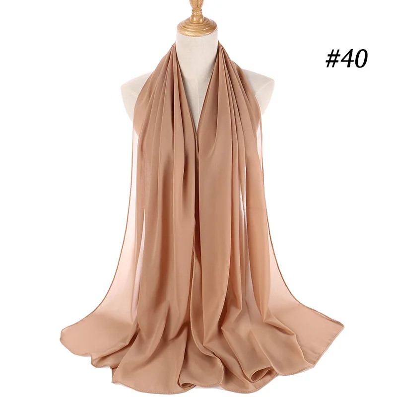 

Women Solid Color Chiffon Hijab Scarf Wrap Islamic Shawls Headband Muslim Hijabs Wrap Headscarf Scarves 60 Colors
