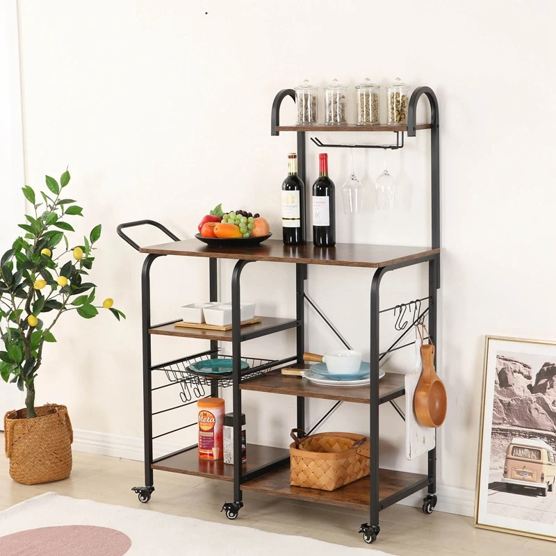 

3-layer Kitchen Trolley Cart Dining Shelf Island Basket Storage Drawers with Universal Wheel