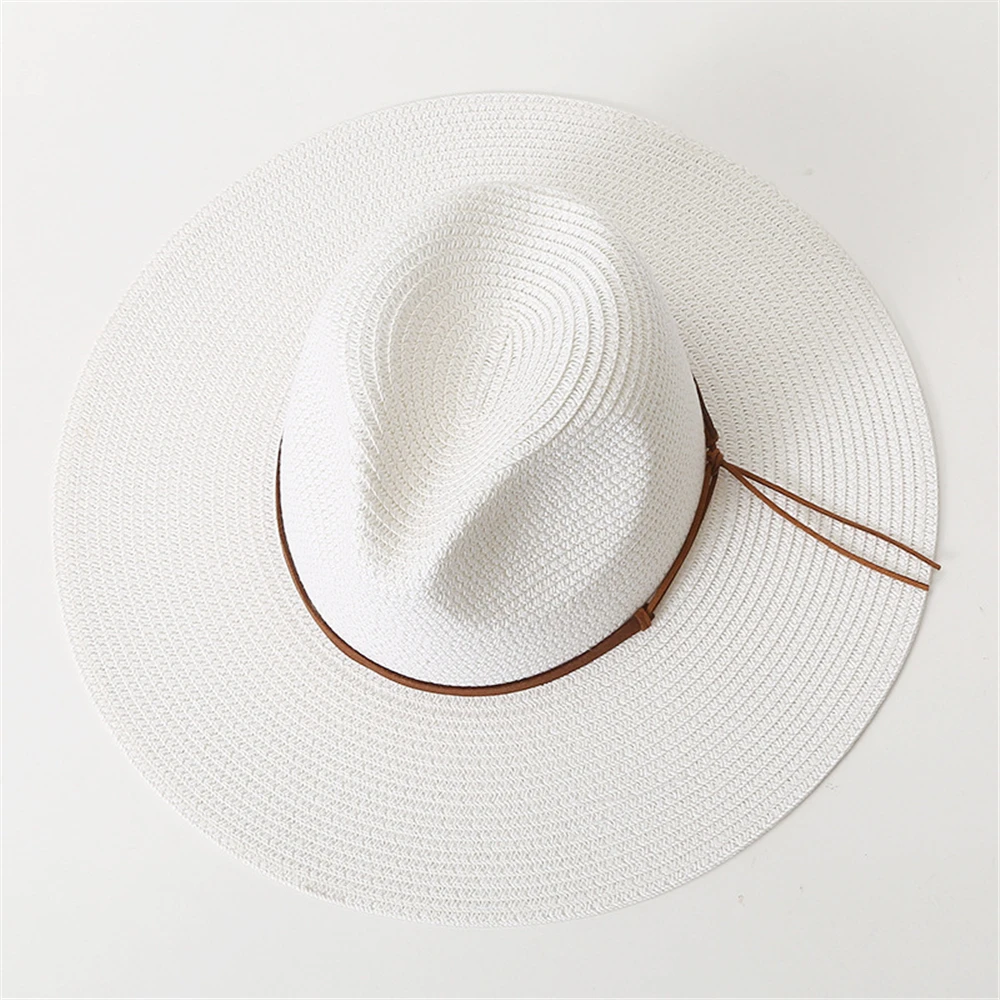 

HOAREE White Panama Hat Summer Sun Hats for Women Beach Straw Wide Brim UV Protection Cap chapeau