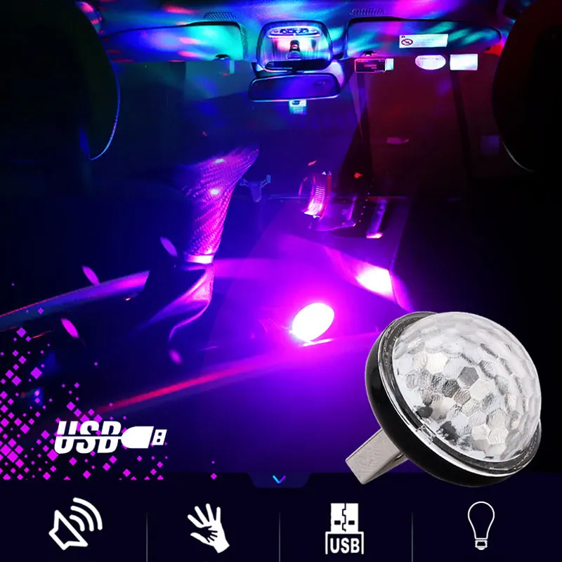 

Мини Usb Автомобильный датчик атмосферы освещения звука USB управление ритмом светодиодный портативный Android IOS TYPE-C телефон атмосферный красоч...