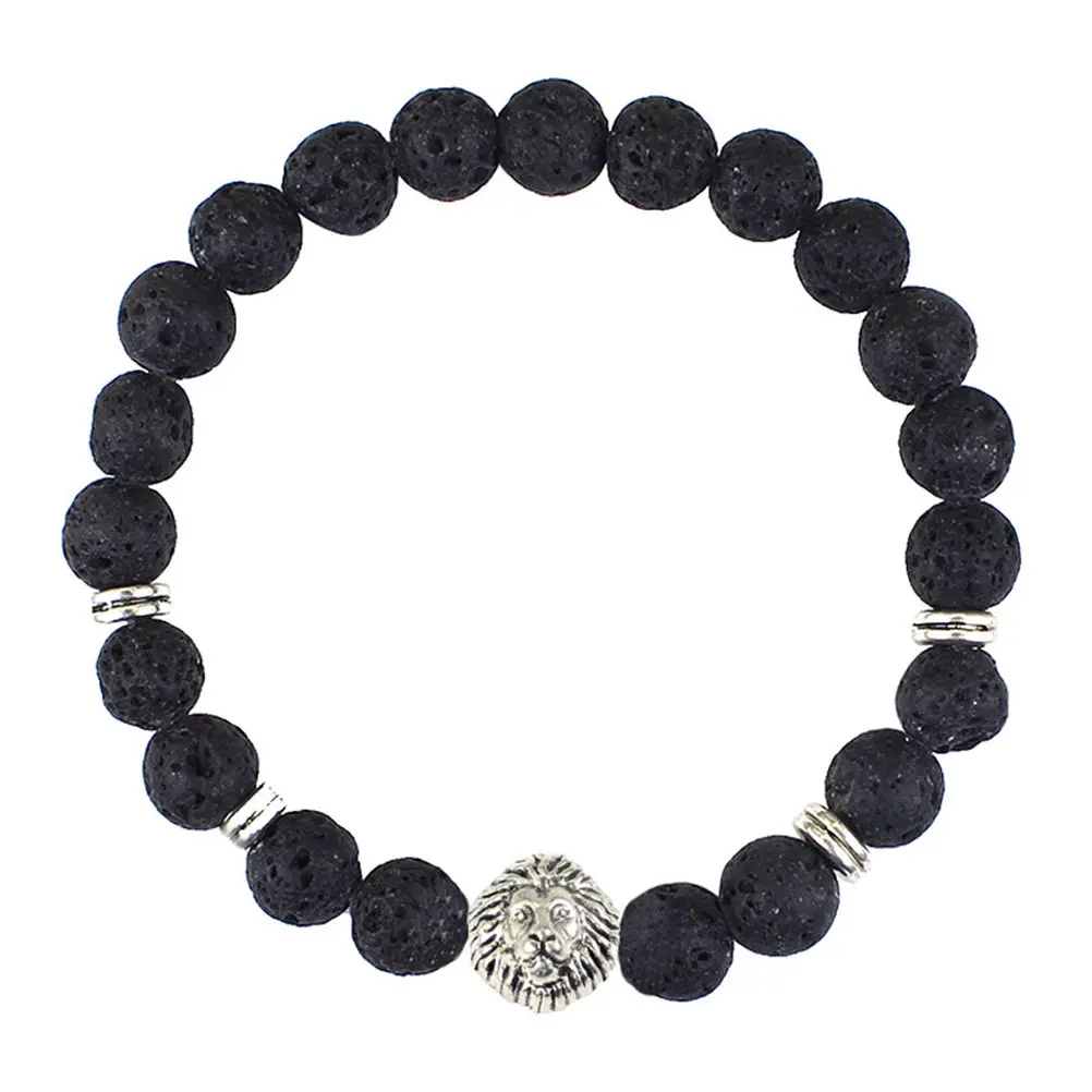 1 шт. черный браслет с бусинами мужской ретро стиль лава камень подарок животное