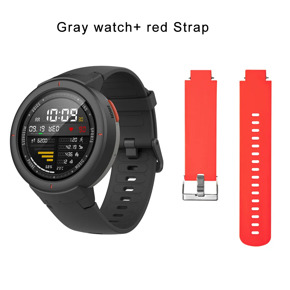 Глобальная версия Hua mi AMAZFIT Verge 3 gps умные часы IP68 AMOLED экран ответ на звонки умные часы мульти спортивные для mi 8 - Цвет: Black add redstrap