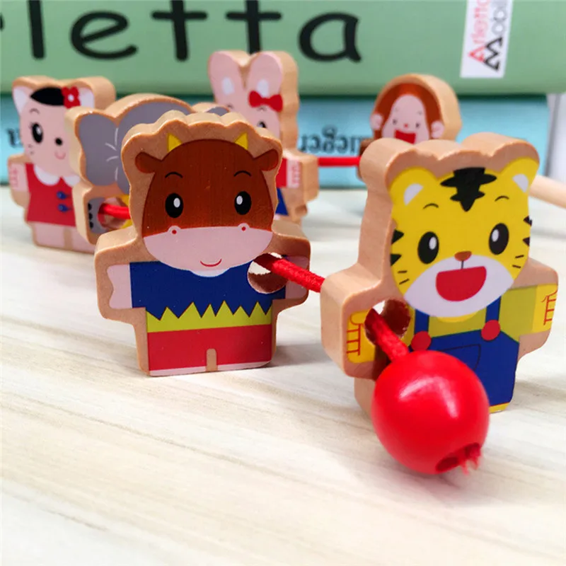 Деревянные игрушки куклы 6 шт. различные животные стиль тигра кролика цветные
