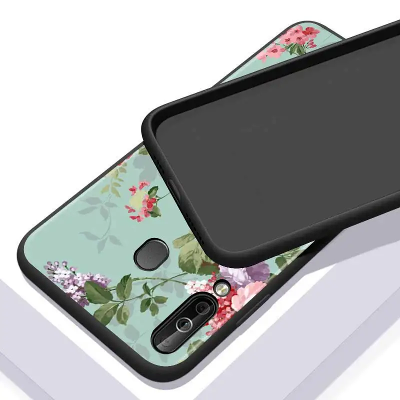 

Vintage Flowers Floral for Huawei P Smart Z S Plus 2020 2019 Nova 5T 5i 5 4e 4 3i 3e 3 2i Phone Case Bright Black Cover