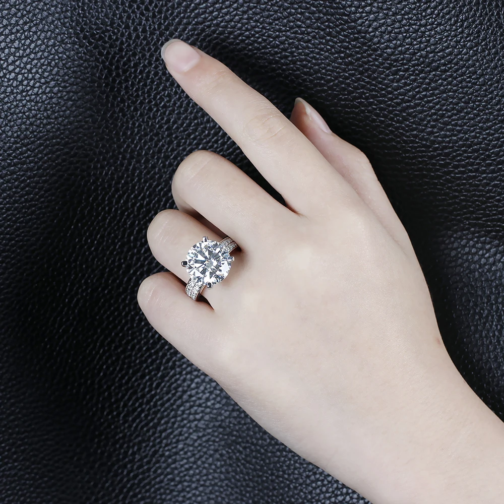 10K белое золото 1 2 3 4 5 карат круглое Moissanite бриллиантовое кольцо для женщин Свадьба