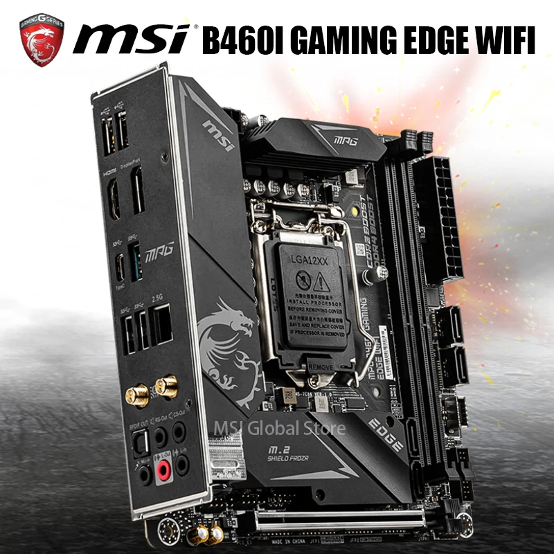 Kaufen LGA 1200 MSI MPG B460I GAMING RAND WIFI Motherboard Unterstützung 10th-Gen Cpu DDR4 2933MHz 64GB PCI-E 3,0 M.2 SATA3 Intel B460 Neue