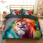 Homesky Роскошные комплекты постельного белья с 3D рисунком льва и двойным покрытием, королевские комплекты роскошного постельного белья с наволочками, покрывало, одеялопододеяльник, 23 шт.