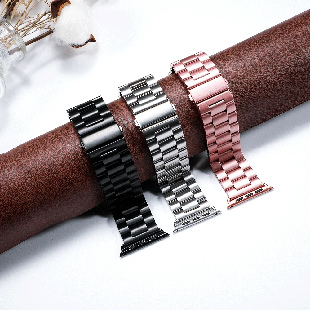 Ремешок из нержавеющей стали для apple watch band 44 мм 40 42 38 металлический браслет