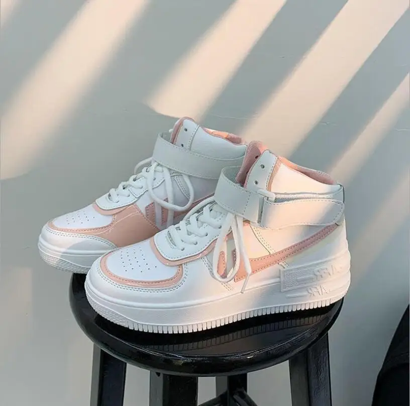 

2021 Autumn Winter New Women's High-Top Sneakers No decoration Fashion Increased Women's Platform Casual Shoes Couple Sneakers