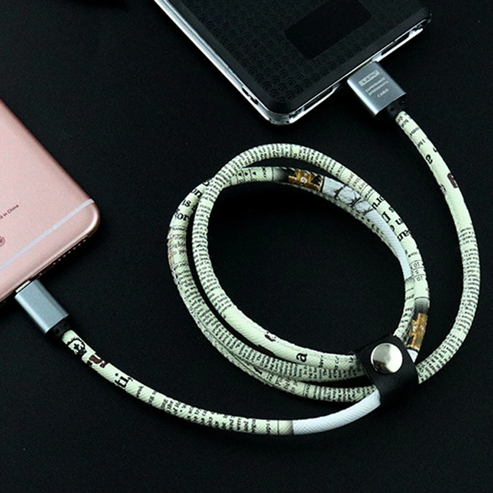 10 шт. Кожаный цветной кабель Micro USB type-C 8-контактный для быстрой зарядки и передачи