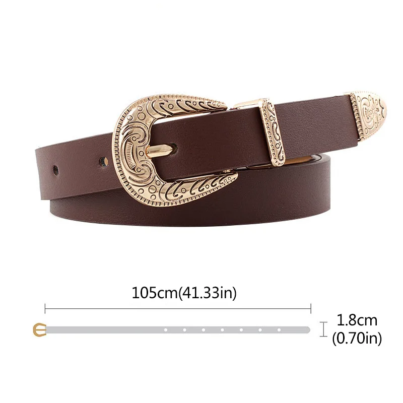 Ремень с металлической пряжкой для женщин роскошный винтажный кожаный пояс в