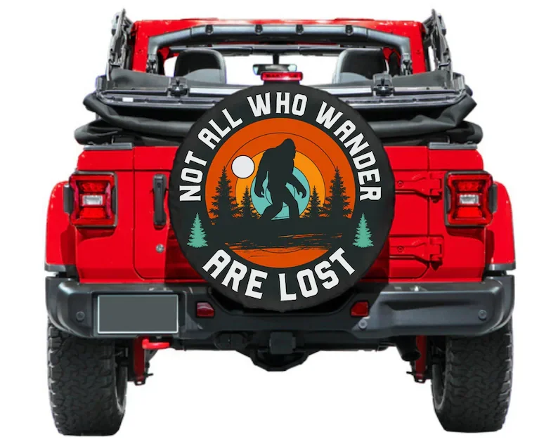 

Spare Tire Cover, Bigfoot Not All Who Wander are Lost, Jeep Tire Cover bigfoot Car accessories, Jeep Accessories Bigfoot