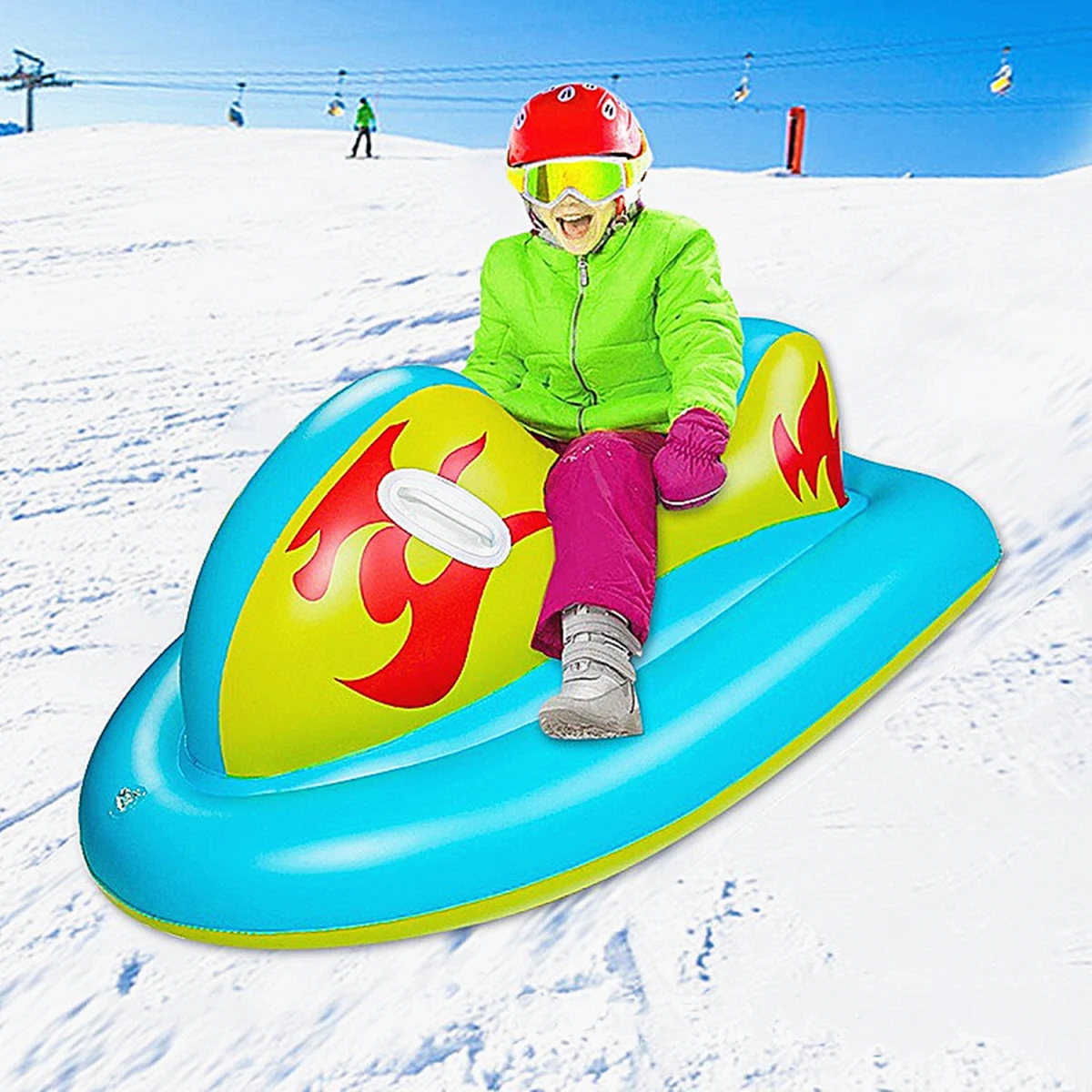 Kids inflatable Heavy Duty Snow Sledge Toboggan Sleigh Sled Adults Ski Board