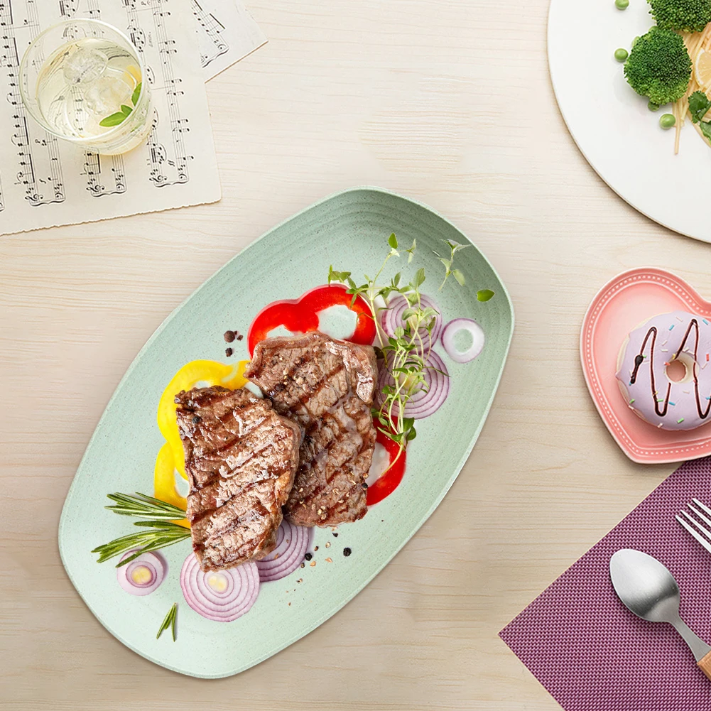 Wheat Straw Plastic Plates Dinnerware Set Reusable-Unbreakable Dinner Plate Eco Friendly Dishwasher & Microwave Safe | Дом и сад