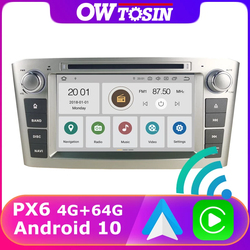 PX6 4 + 64G Android 10 Автомобильный мультимедийный плеер радио GPS беспроводной Carplay для