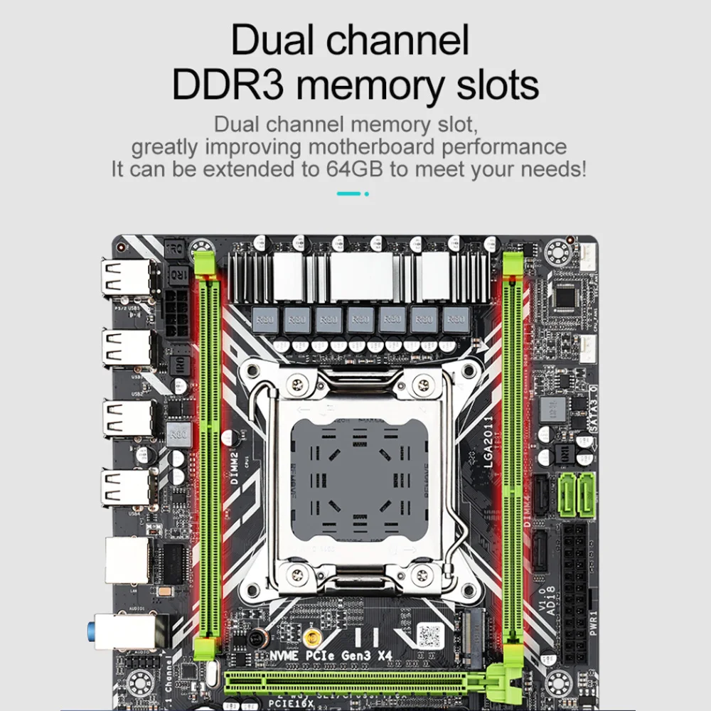 

X79D 2.0 Computer Motherboard M-ATX Dual Channel DDR3 64G USB USB2.0 SATA 3.0 M.2 Mainboard Support for LGA2011 Series CPU