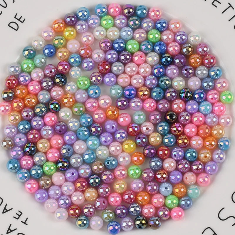 

50-100Pcs/Lot 8mm 10mm ABS Glitter Beads DIY Bracelet Findings Round Loose Spacer Charms Beads For Jewelry Making Accessories