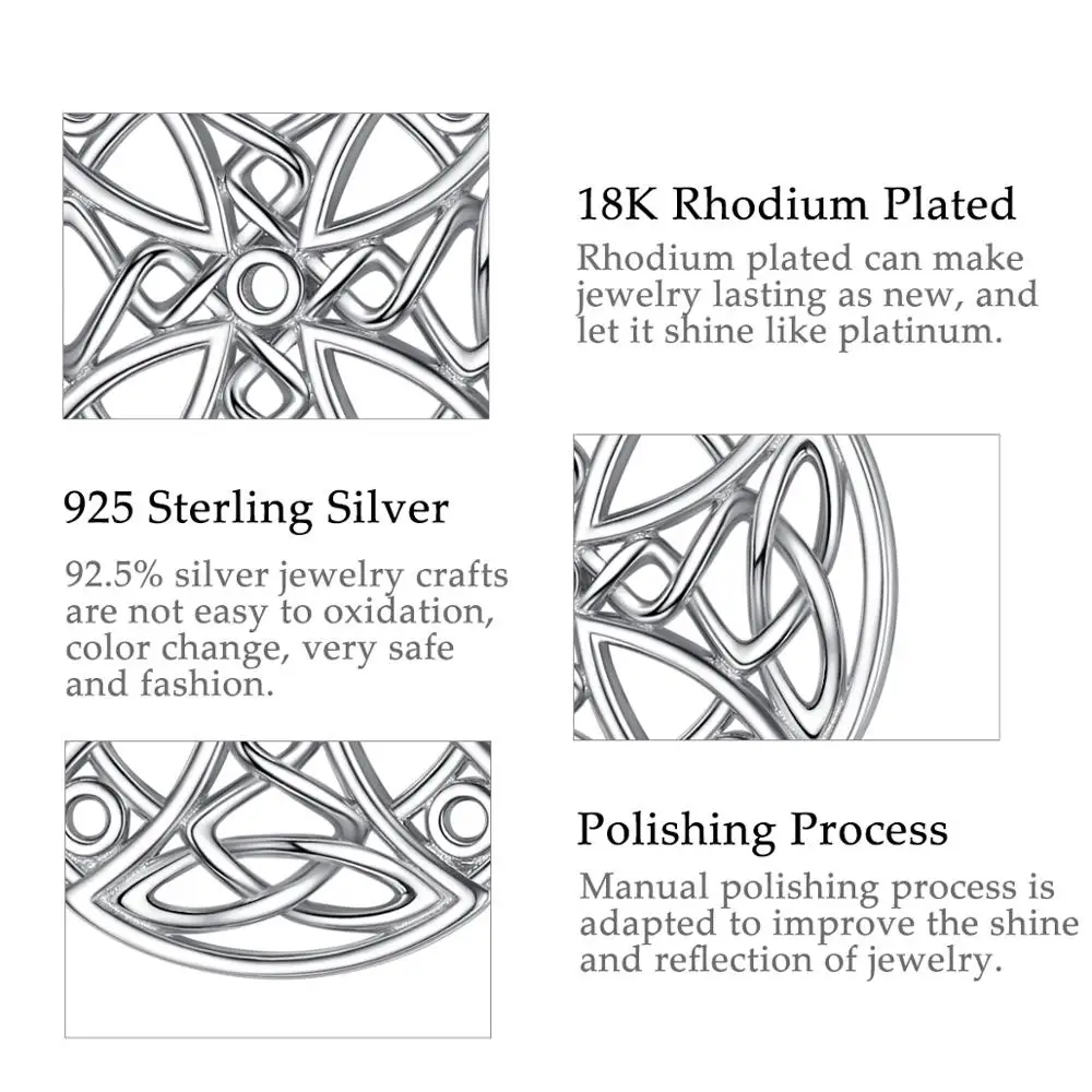 

EUDORA 925 Sterling silver Round Celtics Cross Pendant Necklace Good luck Cross Charm Necklaces Fine Jewelry gift for Women D446