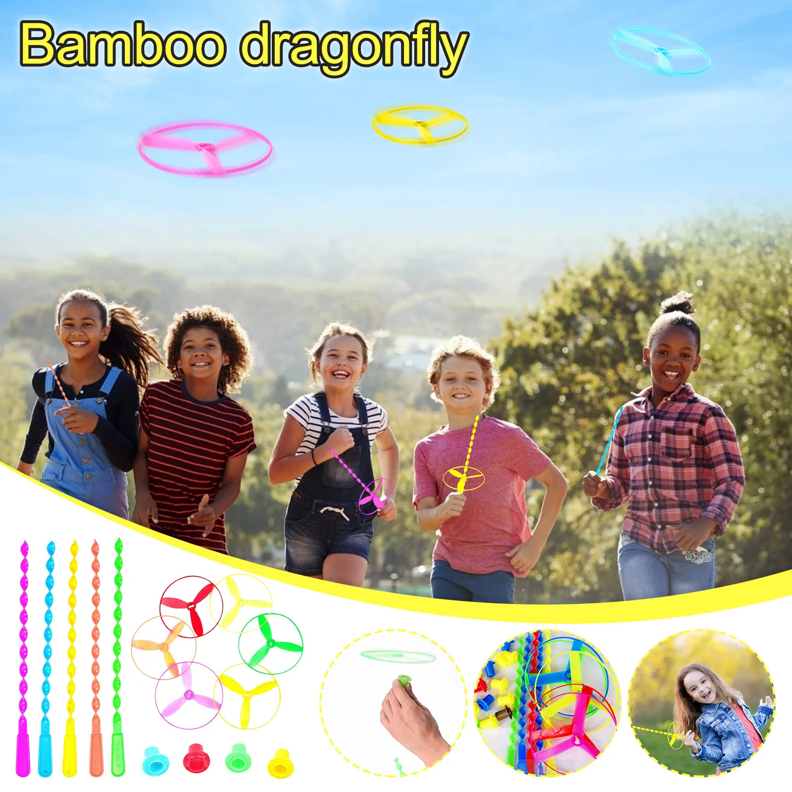 

Novelty Children Bamboo Toys Spinning Flywheel Flying Saucer Toys Classic Plastic Bamboo Dragonfly Propeller Sport Kids Outdoor