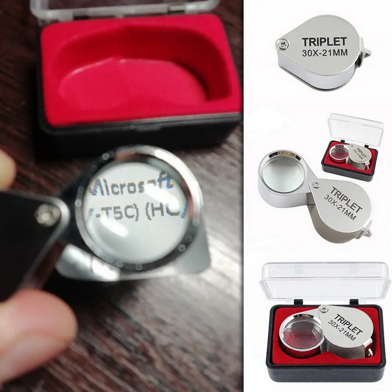 

Handheld Portable 30X Jewelers Magnifier Jewelry Loop Magnifier Portable Foldable Magnifying Glass 21mm 1Pcs