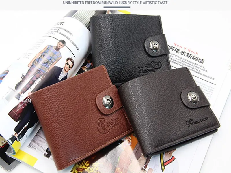 

Men's Wallet European American Magnetic Buckle Multifunctional Standard Small Wallets PU Leather Wallets for Men