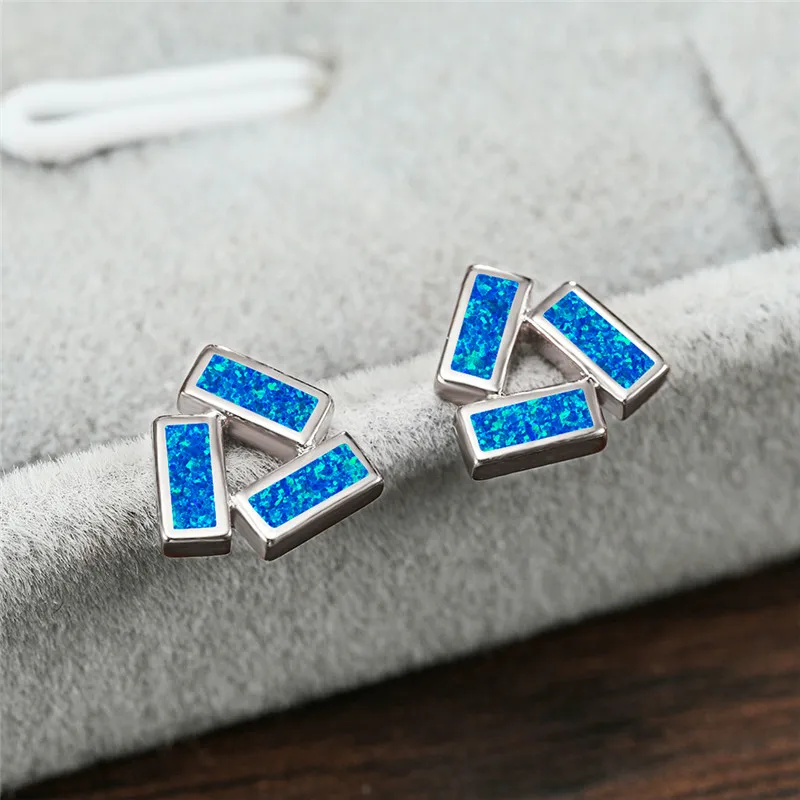 Простые женские белые и синие квадратные опаловые ювелирные изделия цвета