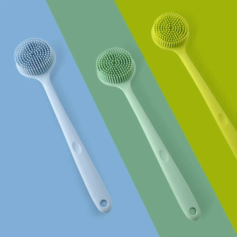 

Принадлежности для ванной, многофункциональные противоскользящие двусторонние силиконовые щетки для тела с длинной ручкой, портативная щ...