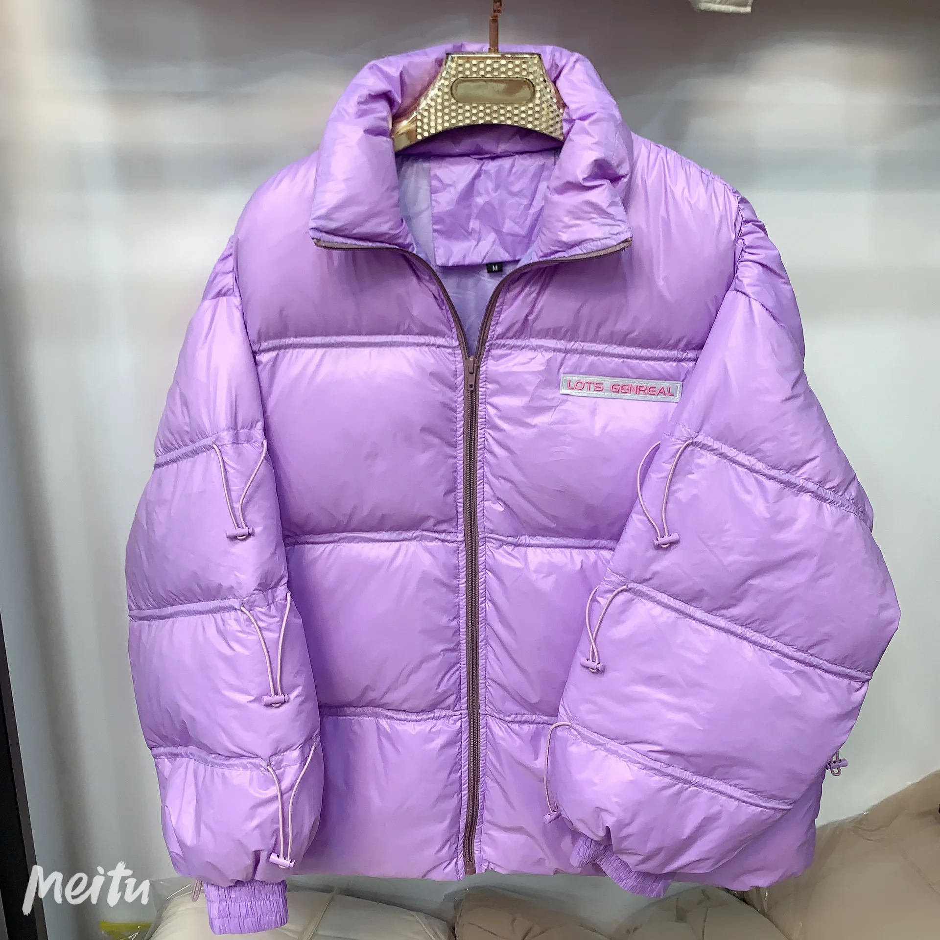 

Autumn and winter new white duck down short down jacket stand-up collar thick drawstring fashion lightweight cotton jacket women