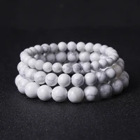 natural stone 6mm 8mm 10mm howlite bead bracelet yoga chakra healing friend lovers bracelets