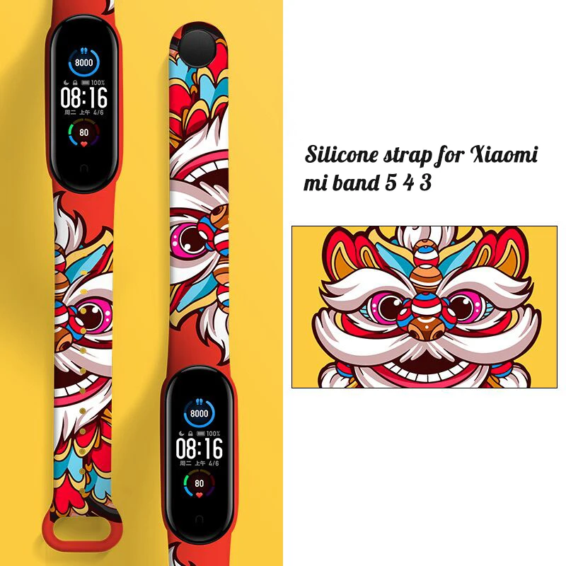

Printing Strap For Xiaomi mi band 4 mi band 6 5 4 Bracelet Replacement Silicone Watch belt Wristband correa mi band 4 3 5 Strap