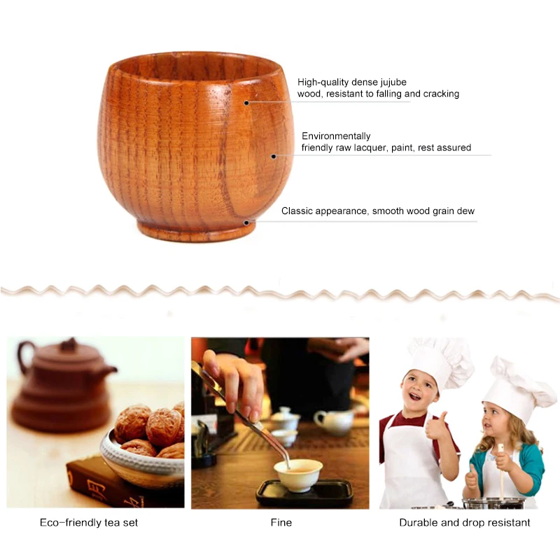

Jujube Wooden Mug Japanese Style Natural Wooden Cup Reusable Tea Coffee Milk Wine Whisky Water Cups Kitchenware Chinese Tea Set