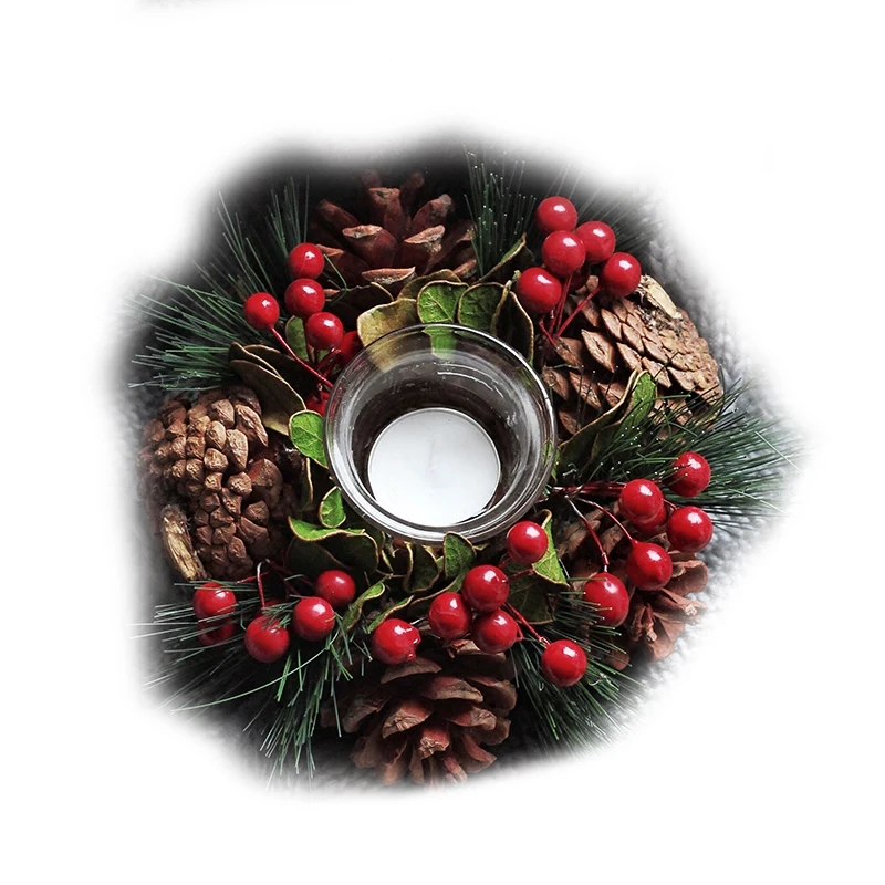 Рождество Pinecone сосновые иглы подсвечник американский кантри Сад домашний декор