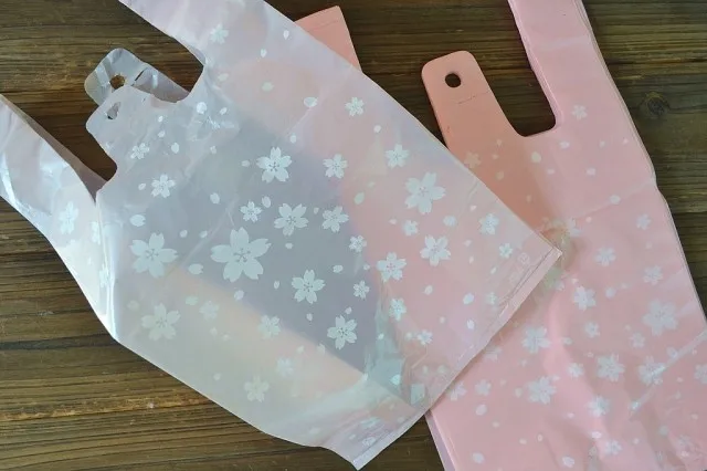 Розовая вишневая сумка для покупок сумка-жилет Подарочный полиэтиленовый пакет