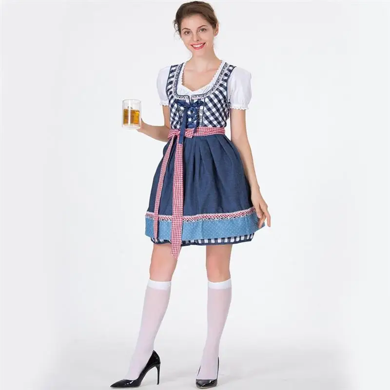 

Drinking Dress German Oktoberfest Beer Wench Costume Cosplay Maid Outfit for Halloween Party Daily
