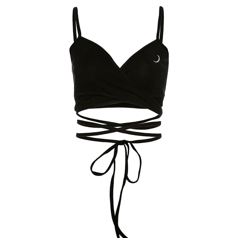 

kywommnz 2021 Summer Women Sexy T-shirt Slim Small Sling Strap Waist Waist Beauty T Shirt Vest E1549