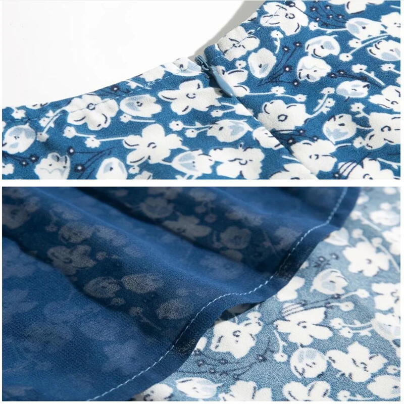 

2020 new sexy floral print summer dress women square neck Puff sleeve slim temperament chiffon dress Vestidos R556