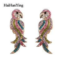 rainbow colored bird parrot animal women earrings luxury glamour jewelry fashion personality jewelry