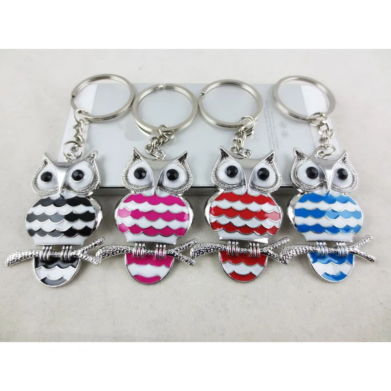 Милый брелок сова Металлический для ключей Для женщин крышка Держатель животных